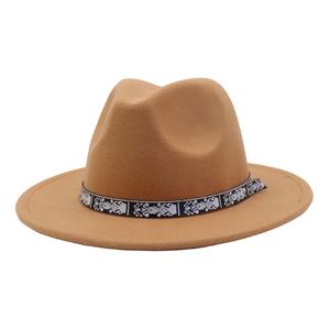 Chapeau Fedora en feutre style ethnique rétro britannique à large bord pour homme et femme, idéal pour une tenue décontractée - Product Image 3