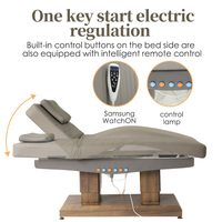 Table de massage électrique de luxe à 4 moteurs avec base dorée et éclairage LED pour salon de beauté