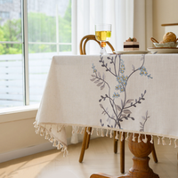 Nappe de table basse rectangulaire en coton et lin brodé, nouvelle collection, style luxe léger, haut de gamme, style français