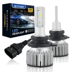 Bevinsee 60W 6000 LM 6000K Bright White Car Hi/Low Beam Kit 9012 HIR2 LED Headlight Bulbs