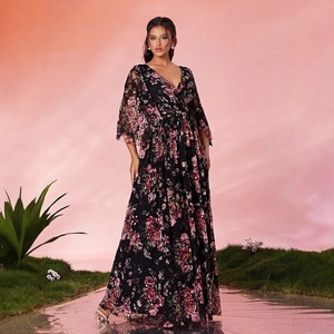 <span class=keywords><strong>Falda</strong></span> Larga <span class=keywords><strong>de</strong></span> Verano con Estampado Floral <span class=keywords><strong>de</strong></span> Chifón, Estilo Francés, con Cuello en V, Ajustada, con Abertura Lateral <span class=keywords><strong>de</strong></span> Encaje, Retro y a <span class=keywords><strong>la</strong></span> Moda para Mujer Europea y Americana - Product Image 4