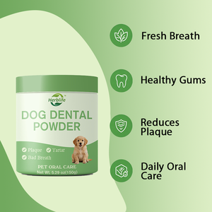 Poudre dentaire pour chiens OEM/ODM à succès avec mélange de plantes naturelles et probiotiques pour une haleine fraîche, l'élimination du tartre et de la plaque dentaire - Product Image 4