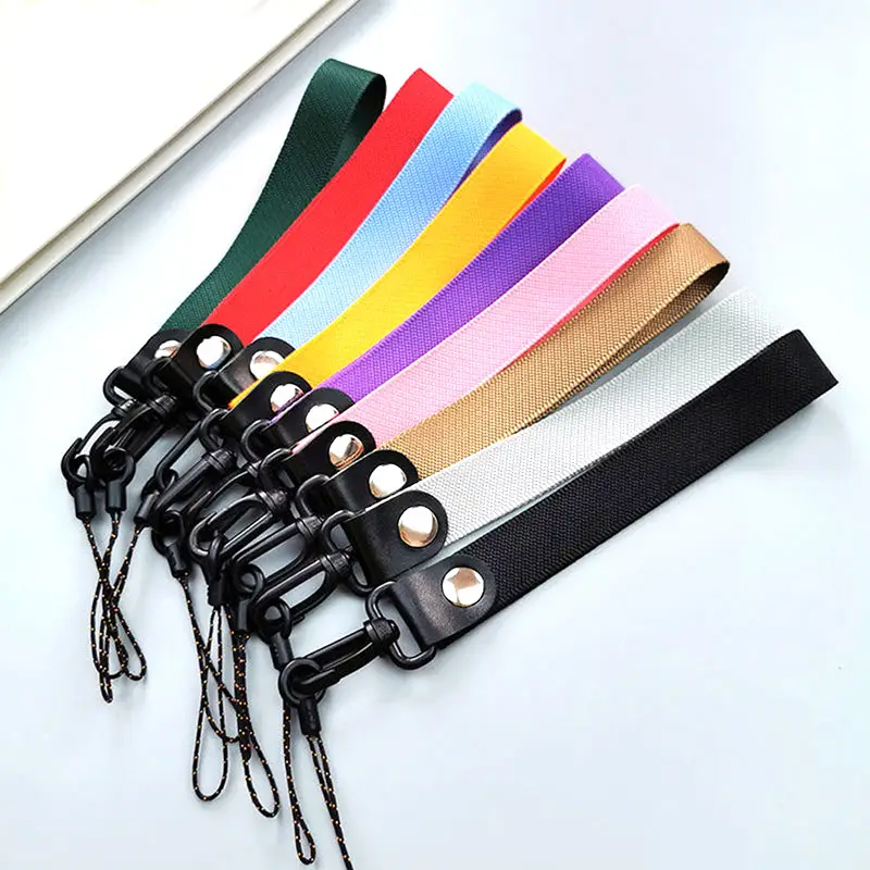Custom Polyester Blank Wrist Wristlet Short Keyring Strap Multi Color Cell Mobile Phone Lanyard Keychain
