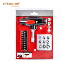Jeu de tournevis à cliquet avec porte-embouts magnétique et douilles en acier, outils de réparation manuels multi-angles pour l'entretien domestique