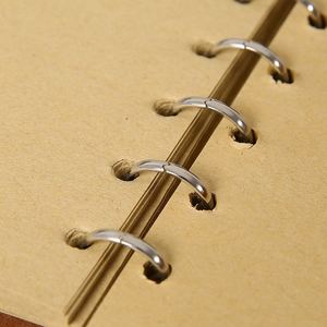 Custom LOGO Printed Leather <b>A6</b> Vintage Journal 6 Rings Small <b>Binder</b> School Recycled Notebook Red/Black/Blue 80 Sheets - Product Image 4