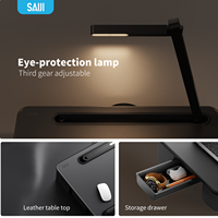 Table de bureau portable ergonomique XGear avec surface en cuir, grand espace et lampe LED