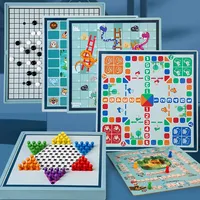 Jeu de société multifonctionnel en bois pour enfants : Dames, Jeu d'échecs volant, Backgammon, Nine-In-A-Row - Cadeau pour enfants