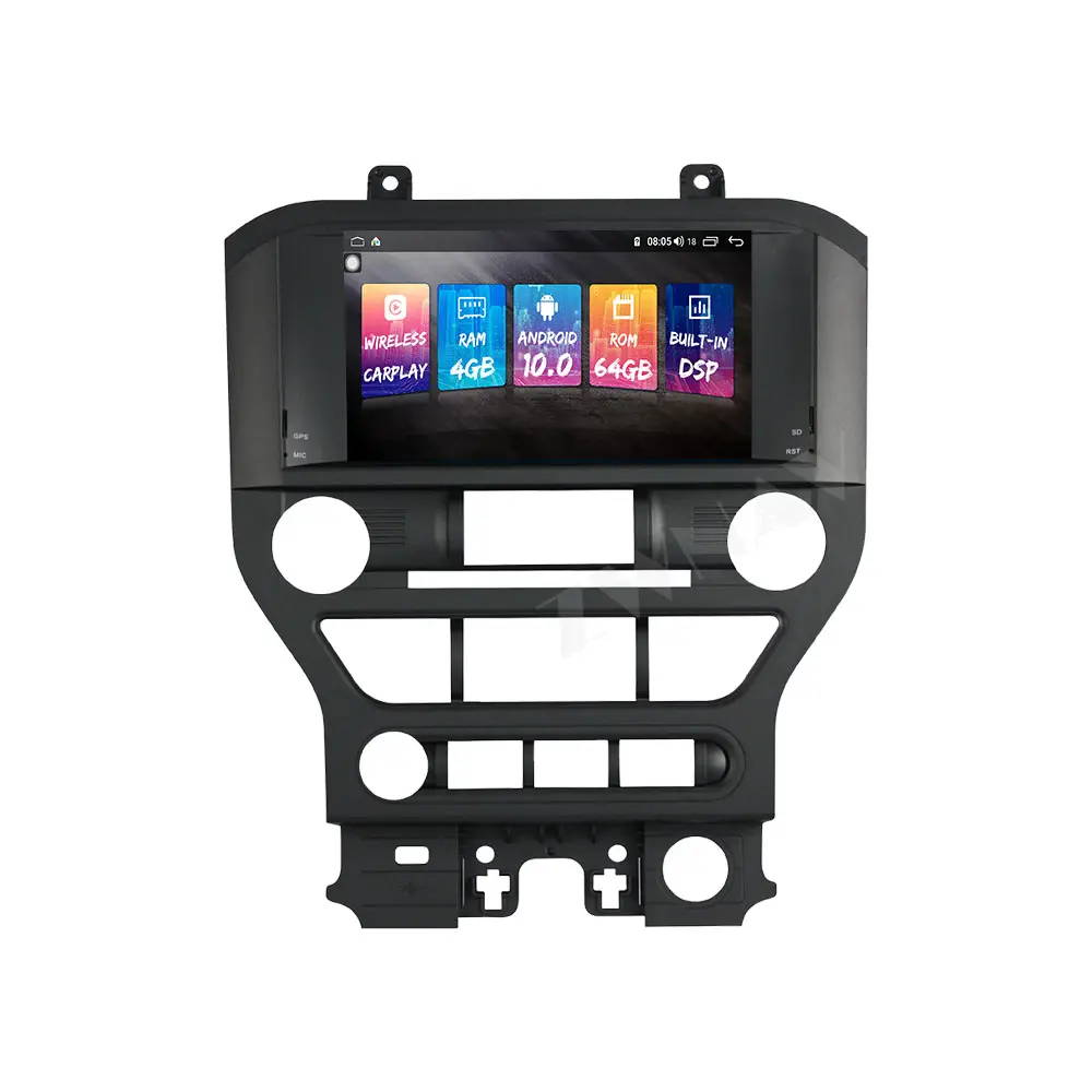 Pemutar Multimedia Radio Mobil Android 10, untuk Ford Mustang GT500 2015 - 2019 Carplay Navigasi GPS Auto Stereo Head Unit Audio