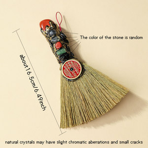 Escoba de Feng Shui con Incrustaciones de Cristal Natural y Moneda Shan Gui, Talismán Tradicional para Protección y Energía Positiva (Venta al Por Mayor) - Product Image 2