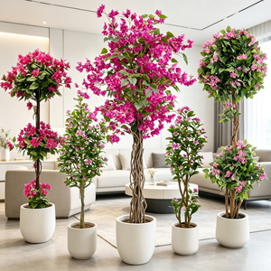 Plantes Artificielles en Gros - Bonsaï Bougainvillier Réaliste, Faux Arbre à Fleurs Vertes dans des Pots Élégants pour la Décoration Maison et Bureau - Product Image 1
