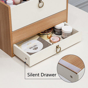 Q & N muebles modernos de madera pequeños Organizadores de tocador dormitorio <span class=keywords><strong>pequeño</strong></span> tocador gabinete de maquillaje con cajones de almacenamiento y espejo - Product Image 3