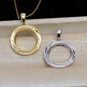 Colgante de Plata S925 WENCHI, Marco Abierto Redondo de 14.5mm con Detalles de Diamantes, Accesorio de Joyería para Hacer Collares DIY - Product Image 5