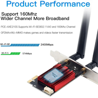 Carte adaptateur sans fil PCI-E AX210NGW Wifi 6E AXE5400 Tri-bande 2.4Ghz/5Ghz/6Ghz Wifi et adaptateur réseau BT 5.3 pour PC