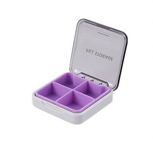 Small <b>Pill</b> Box <b>Organiser</b> Portable Silicone Daily <b>Pill</b> Case with 4 Compartments Dispenser Container - Product Image 1