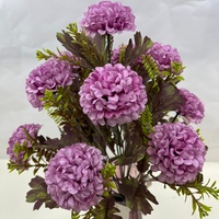 9 Tangkai Bunga Hydrangea Bulat Buatan dari Sutra dengan Daun Vintage untuk Dekorasi Vas Pernikahan dan Rumah