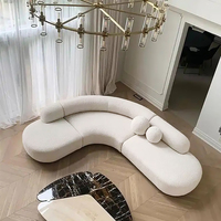 Sofá Curvo de Diseño Geométrico Personalizado con Tela Capitoné para Sala de Estar Sofá Cama Redondo Grande Blanco Salón Sofá Esquinero Circular
