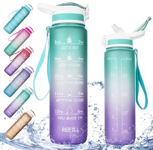 Bouteille d'eau en plastique portable <span class=keywords><strong>de</strong></span> bonne qualité, bouteille avec grande capacité <span class=keywords><strong>de</strong></span> 1000ml 32oz pour peinture <span class=keywords><strong>à</strong></span> dégradé, vente en gros, nouvelle collection - Product Image 1