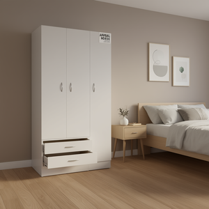 Armadio a Tre Ante Westbury con Due Cassetti Bianco Arredamento Moderno per Camera da Letto - Product Image 2