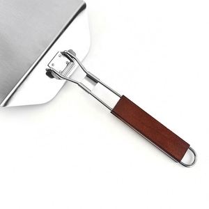 Pelle à pizza pliable en acier inoxydable de 14 pouces avec manche en bois et coupe-pizza, accessoires pour four - Product Image 4