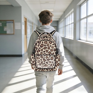 Low Moq Anti Theft <b>Backpack</b> Leopard Waterproof Outdoor Hiking Student Sports Kids Custom Logo Laptop <b>Backpack</b> <b>with</b> PVC Pocket - Product Image 5