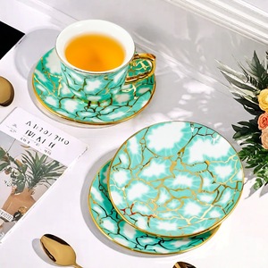 Turkish Style Ceramic Coffee <b>Cup</b> <b>Set</b> With Gold Edging For Afternoon <b>Tea</b> Home Use - Product Image 1