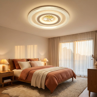 Plafonnier de salon circulaire minimaliste, motif Ginkgo, lampe LED, bordure en acrylique côtelé pour la décoration intérieure contemporaine