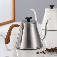 Bouilloire à bec de cygne Kingze avec logo personnalisé, 1000 ml, en acier inoxydable, pour le café à la main, pour la préparation du café par infusion manuelle