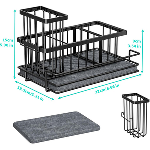 Кухонная металлическая губка для раковины, стойка для мыла, подставка, дозатор для мыла, держатель для хранения, органайзер с поддоном для мгновенной сушки камня - Product Image 4
