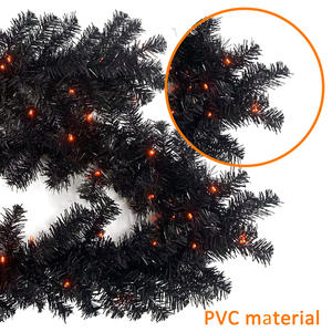 9 FT <span class=keywords><strong>270</strong></span> CM Prelit Halloween Party Décoration <span class=keywords><strong>Noir</strong></span> Artificiel PVC Guirlande avec Lumière Led - Product Image 3