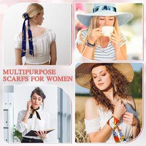 Schmales, langes Seidenähnliches Quadratisches Tuch für Damen, Haarband, Handtaschenriemen im Europäisch-Amerikanischen Vintage-Stil mit Druck - Product Image 5