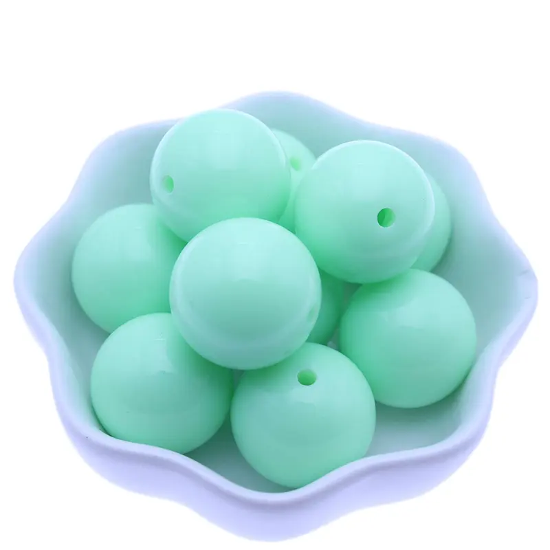 Groothandel 16Mm 20Mm Pale Groene Kleur Grote Disco Chunky Bubblegum Gumball Plastic Kralen Voor Ketting