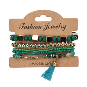 Fashion Jewelry Beaded Bracelets Set Tassel <b>Charm</b> Multicolor Elastic <b>Bangles</b> Unisex Gift Made In China - Product Image 5
