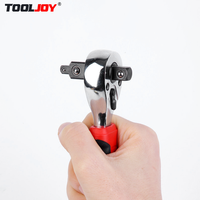TOOLJOY Jeu de clés à cliquet miniatures en acier inoxydable à double extrémité de 1/4 pouce, poignée réversible, mâchoire dentée pour outils à douilles (usine)
