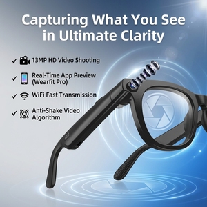 Lunettes Intelligentes IA avec Caméra 13 Mégapixels, Contrôle Tactile, Batterie 80 mAh, Recharge Magnétique, Monture Métallique, Étanchéité IPX5, Assistant IA - Product Image 3