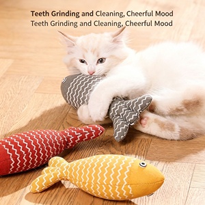 ของเล่นทำความสะอาดฟันสำหรับแมว รูปปลา ทำจากผ้าลินินคลาสสิก ทนทานต่อการกัด ช่วยขัดฟันและกระ<span class=keywords><strong>ต</strong></span>ุ้นการกัดแทะ เสริมสร้างความเพลิดเพลินให้แมว - Product Image 3