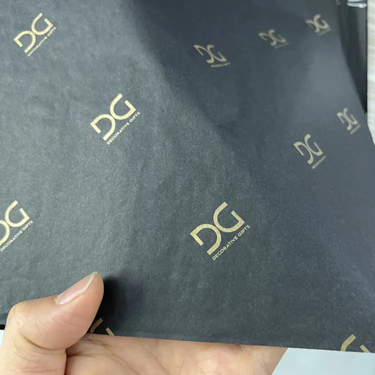Черная папиросная бумага на заказ роскошная белая серебряная печать логотипа для деловой оберточной бумаги
