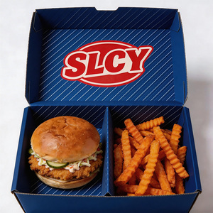 Boîte en papier kraft jetable, écologique, de qualité alimentaire, résistante à la graisse, pour les restaurants, les plats à emporter, les hamburgers, les poulets frits, les déjeuners, la restauration rapide - Product Image 5