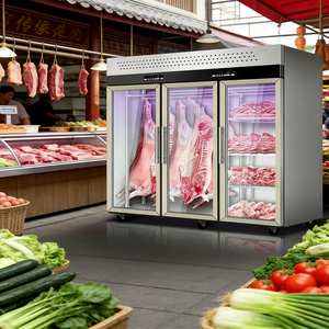 Réfrigérateur commercial à température unique en acier inoxydable pour boucheries Crochets suspendus Étagères en verre Refroidissement direct - Product Image 5