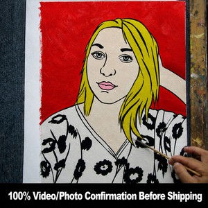 <span class=keywords><strong>Peinture</strong></span> de portrait personnalisée sur toile, style <span class=keywords><strong>pop</strong></span> <span class=keywords><strong>art</strong></span>, à partir d'une photo réaliste, peinte à la main, pour un cadeau d'anniversaire ou de mariage - Product Image 3