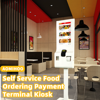 Kiosque tout-en-un tactile OEM de 21,5 pouces, sur pied ou mural, avec lecteur de code QR et imprimante pour commande et paiement autonomes