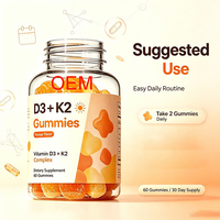 Gummies de calcium OEM aux ingrédients naturels, saveur fruitée, avec vitamines D3 et K2, pour tous les âges, pour la santé des os et la croissance.