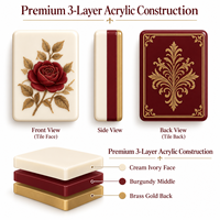 Jeu de tuiles de Mahjong américain avec motifs vintage Rose Bourgogne pour les soirées de jeu en famille, idéal pour la vente au détail et la personnalisation de marque