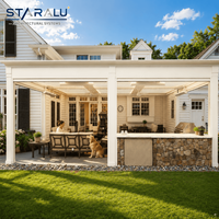 Sistema de Pérgola Motorizada de Lujo con Paneles de Vidrio Templado y Rejillas de Aluminio para Comedor al Aire Libre de Restaurantes