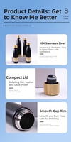 Botol minum olahraga tumbler portabel ramah lingkungan berinsulasi vakum dinding ganda stainless steel TY RTS Stock dengan tutup bambu