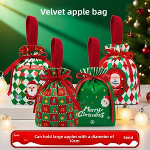 <span class=keywords><strong>Sac</strong></span> cadeau de Noël en velours avec poignée, écologique, modèle STA05031S, 12*20cm, 20g, léger, pour bonbons et pommes - Product Image 3