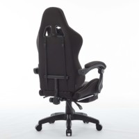 Chaise de jeu ergonomique rotative de haute qualité pour ordinateur, chaise de jeu en tissu noir avec repose-pieds