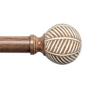 QITERI Venta Caliente de Fábrica Barra de Cortina de Madera de 25mm con Diseño Art Deco, Ajustable y Retráctil, con Acabado de Veta de Madera, para Hoteles - Product Image 3