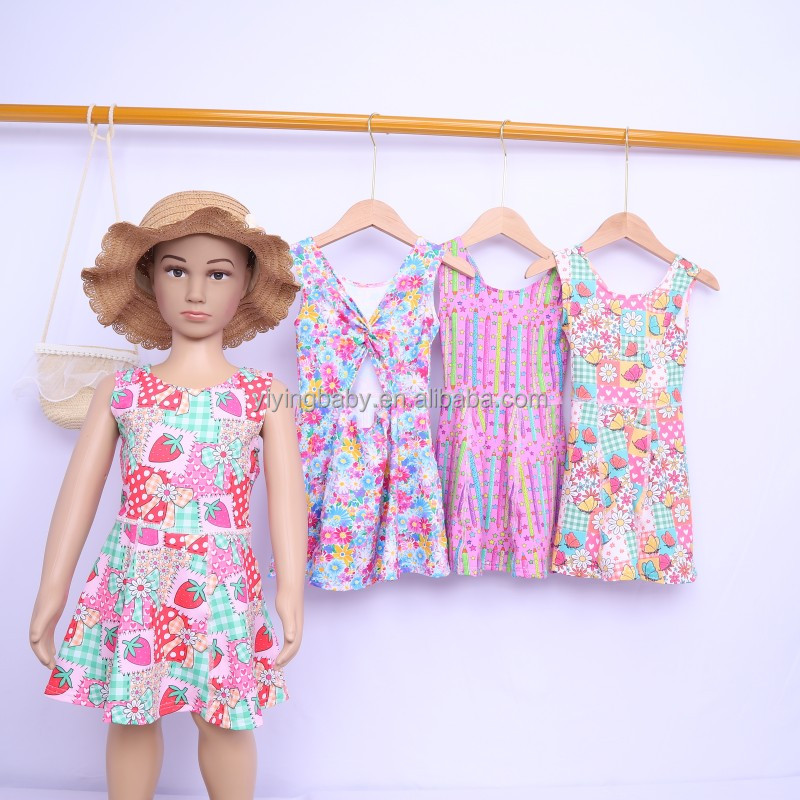 Yiying Girls Summer Sports Activewear Dress Custom Print Sleeveless Sport Dress Breathable Fabric for Yoga Tennis Running