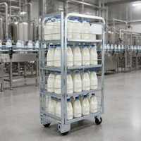 Chariot à roulettes pour lait avec étagères amovibles, chariot pour caisses de produits laitiers pour la distribution en supermarché