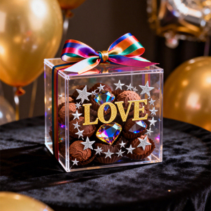 Caja <span class=keywords><strong>de</strong></span> Regalo <span class=keywords><strong>de</strong></span> Boda <span class=keywords><strong>de</strong></span> Acrílico Transparente Moderna y Elegante <span class=keywords><strong>de</strong></span> Diseño Innovador, Caja <span class=keywords><strong>de</strong></span> Almacenamiento Cuadrada para Guardar Regalos Navideños - Product Image 1
